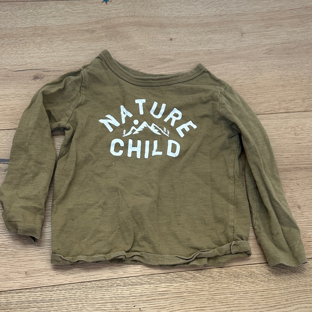 Little Co. Nature Child Olive Green Kids Shirt 2T
